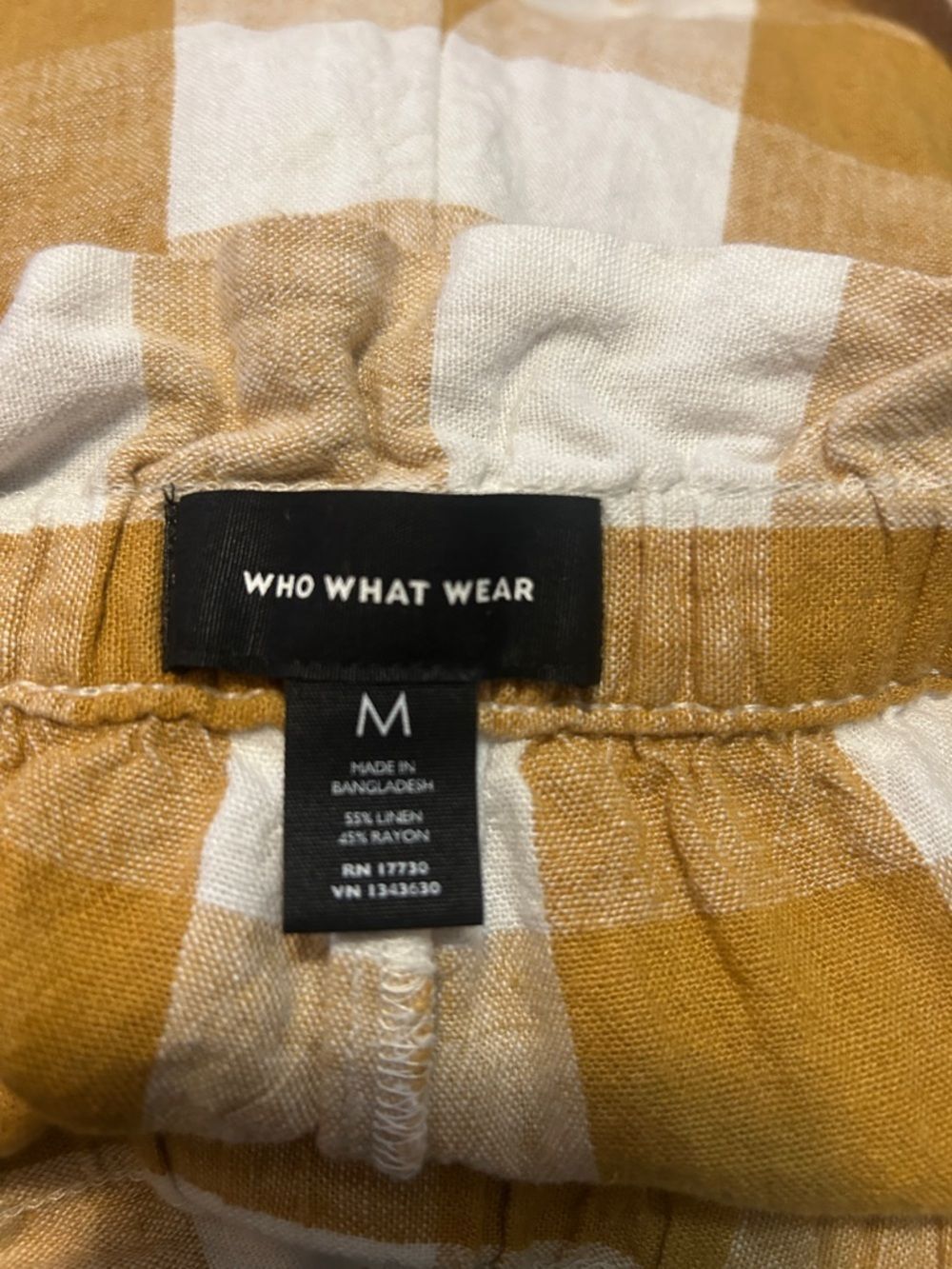 Casual Mustard Plaid Women’s Shorts - Picture 2 of 4